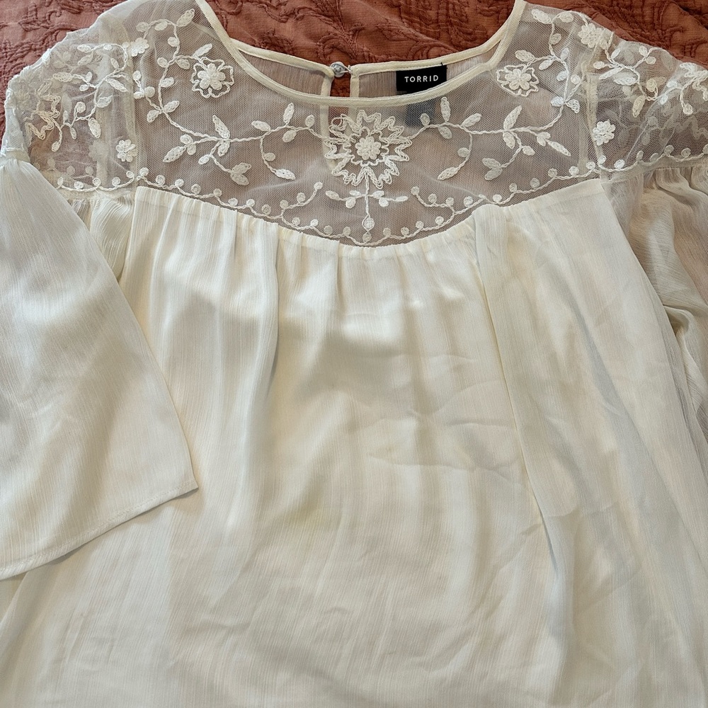 Beautiful Women’s Blouse With Crochet Neckline